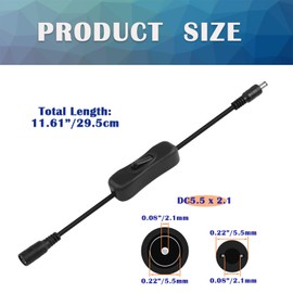 HayEastdor 4PCS LED Strip DC Inline On/Off Switch Cable 12V 5.5x2.1mm Male to Female DC Power Switch for LED Strip Light