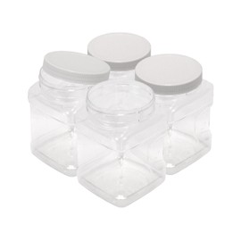 32 oz (1 quart) PET Containers, 4-Pack, Clear Plastic Kitchen Food Storage with Grip