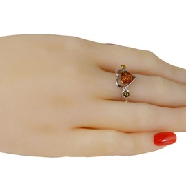 HolidayGiftShops Sterling Silver and Baltic Green and Honey Amber Ring Loving Heart, Baltic amber, Baltic amber