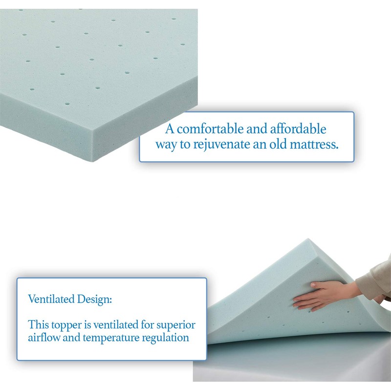 Nestl Mattress Topper, 2 Inch Memory Foam Topper, Gel Infused