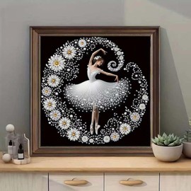 SHICERNHJ Elegant Dancer Flowers Diamond Art Kits for Adults Beginners, Diamond Painting Kits for Adults, 5D Special Shape Crystal Rhinestones Painting kit for Home Wall Decoration 12×12inch