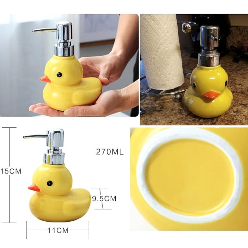 EatingBiting 450ml Split Yellow Cartoon Duck Ceramic Hand Soap Dispenser