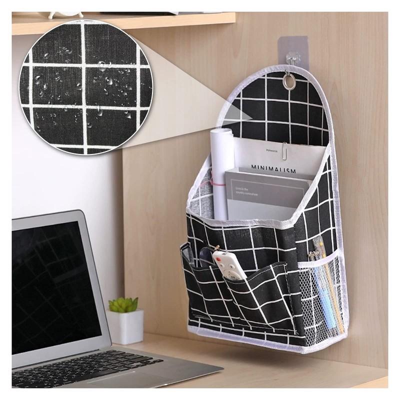 FuninCrea Wall Hanging Storage Bag, 3-Layer Hanging Pocket with Non-marking