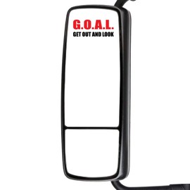 Goal 4" x 2" Mirror Stickers for Semi Trucks, Cars, and Automotive Vehicles - Get Out and Look Labels for Diesel Vehicles