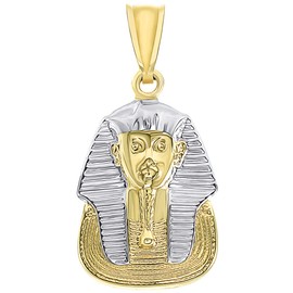 Jewelry America - Colgante de oro amarillo de 14 quilates con dije de faraón egipcio, Oro amarillo