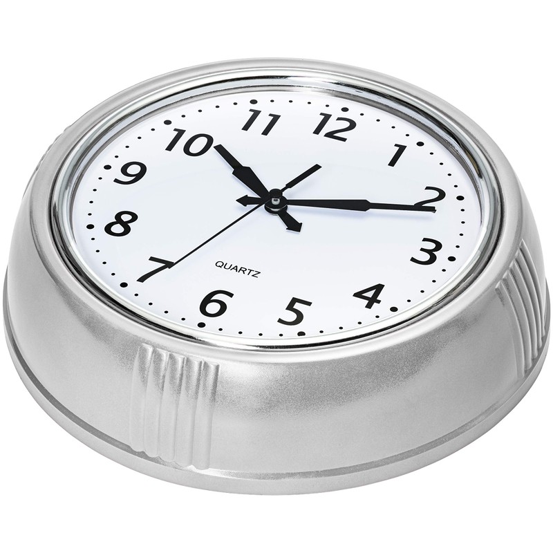 Bernhard Products Retro Wall Clock 9.5 Inch Silver Kitchen 50's