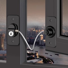 No-Drill Multi-Purpose Entry Door Key Lock Window Black 1pc 2ea