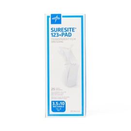 Medline Suresite 123+ Pad Transparent Dressings 3.5" x 10", Box
