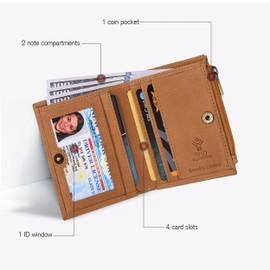 Wallet For Women Full Grain Leather - Small RFID Coin Purse Credit Card & ID Holder for Ladies,Bifold Wallets for Teenager (Crazy Horse Cognac)