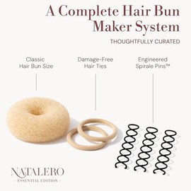 Nata Bun, creador de moños para mujer – Set de peinado voluminizador con horquillas en espiral para cabello fino y grueso | Peinado seguro en segundos