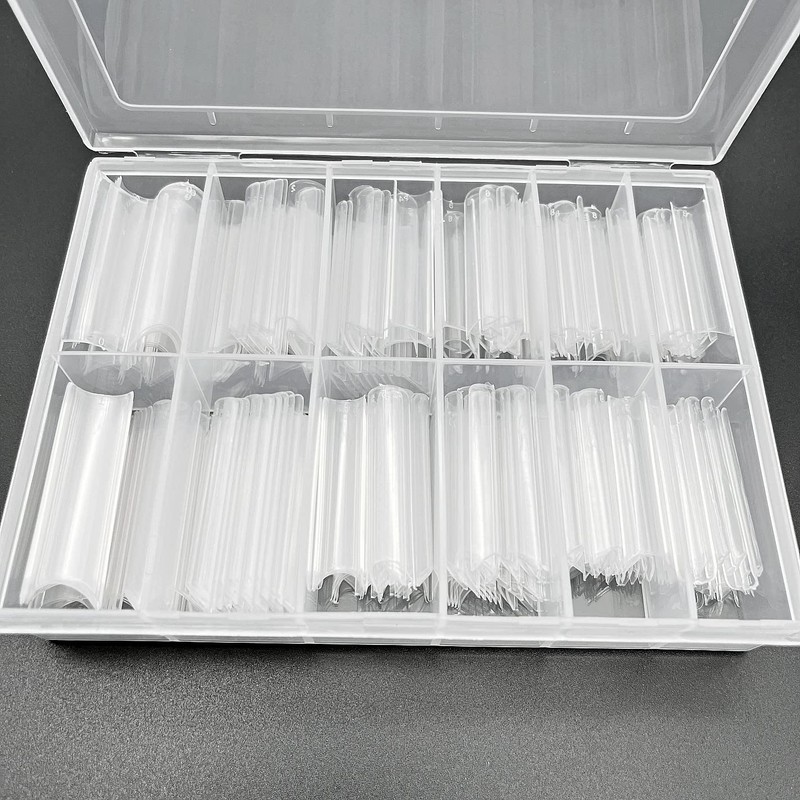 JZK 240x Clear C Curve Half Cover Square Nail Tips