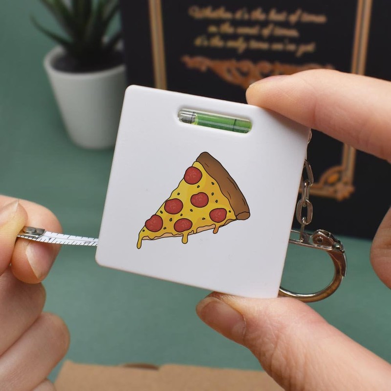 'Pepperoni Pizza Slice' Keyring Tape Measure/Spirit Level Tool (KM00042007)