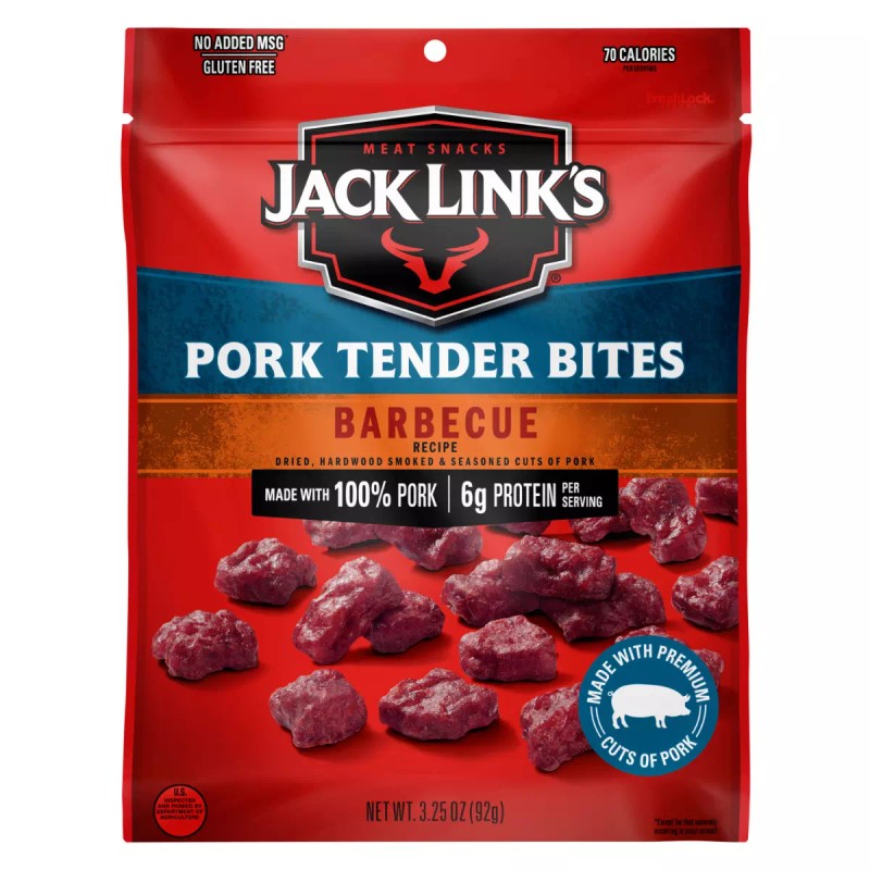 Jack Link's Pork Tender Bites, BBQ, 3.25 oz Bag -
