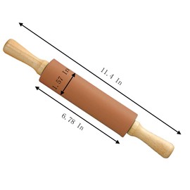 Silicone Rolling Pin, 11.4 Inch Orange Rolling Pin with Wooden Handle for Kneading the Dough of Cookie, Baking Bread, Pizza and Noodles (orange, 11.4 inch)