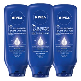 NIVEA Nourishing In-Shower Body Lotion - Non-Sticky For Dry to Very Dry Skin - 13.5 oz. Bottle (Pack of 3)