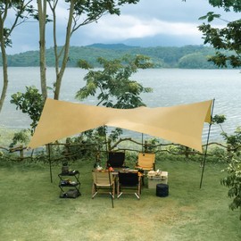 Thous Winds Tarp, Sun Shelter, Awning Shade, Hexagon Tarp, Solo Camp, Lightweight, Compact, Water Pressure Resistance, 78.7 inches (2,000 mm), Light Blocking, Heat Shield, Waterproof, Includes Pegs,