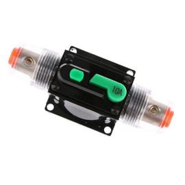 Car Circuit Breaker, DC12-48V Inline Car Circuit Breaker, Manual Reset Switch, Automatic Fuse Holder, for Car Audio, Solar Inverter System, Protection, 10 x 4 x 4 cm (10A)