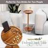 Drink Table, 24.4" Tall Compact Side Table with Phone Slot