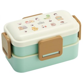 Skater PFLW4AG 2-Tier Lunch Box, 20.3 fl oz (600 ml), For Women, Antibacterial, Fluffy, Dome-Shaped Lid, Made in Japan