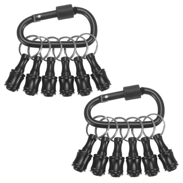 sourcing map 12PCS Keychain Aluminum Alloy Screwdriver Bits Holder Extension