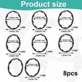 8 Pcs Bike Cassette Spacer, 9 Speed Cassette Spacers for Road Bike, Out Door Bicycle Bottom (1.0/1.5/1.85/2.0/2.0/2.18/2.35/2.5mm)