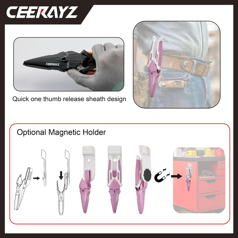 CEERAYZ 185mm Notch Scissors All Purpose Heavy Duty, Garden Shears,