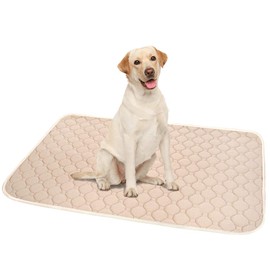 Pet Mat, Washable, For Cats and Dogs, Pee Pad, Dog Toilet Mat, Quick Drying, Deodorizing, Antibacterial, Beige, Size L, Set of 2