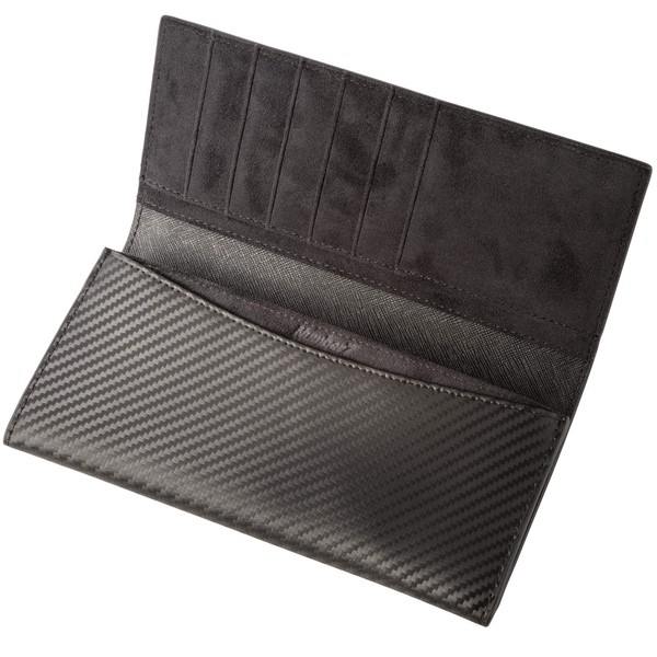 [Number 7] Toray Men's Long Wallet, Ultra Suede Carbon Leather