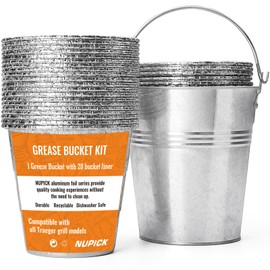 NUPICK 20-Pack Grease Bucket Liner & 1-Pack HDW152 for Traeger, Grease Bucket for Traeger Pro Series 575/780, 22/34 Series, Ironwood 650/885 Grills, Silver
