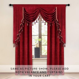 ELKCA Burgundy Red Valance for Festival Holiday Thick Chenille Window Curtains Valance for Living Room,Rod Pocket(W69,1 Panel)