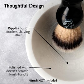Lather & Wood Marble Shaving Cream Bowl - Premium Stone Holds Heat with Lather Ridges - White