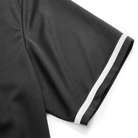 QTWW INC Mens Baseball Jersey Button Down Blank Solid Color Short Sleeve Shirts Hipster Hip Hop Active Team Sports Uniforms,Black,XL