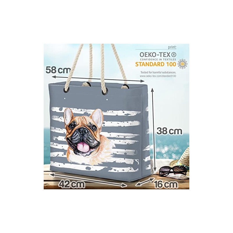 VOID XXL Beach Bag French Bulldog Shopper Bag 58 x