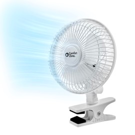 Comfort Zone Portable Clip on Fan with Fully Adjustable Tilt, Electric, 6 inch, Quiet, Indoor, 2 Speed, Mini Desk Fan, Table Fan, Airflow 6.53 ft/sec, Ideal for Home, Bedroom, Dorm & Office, CZ6C