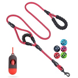 JSXD Dog Leash,5 FT Heavy Duty Double Handle Dog Leash with Comfortable Padded and Reflective,Rope Dog Leashes for Small,Medium,Large Dogs
