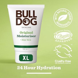 BULLDOG SKINCARE Original Face Moisturiser for Men, XL Size, 150ml | Hydrating facial moisturiser for normal to dry skin types, without the greasy feel, with natural origin ingredients