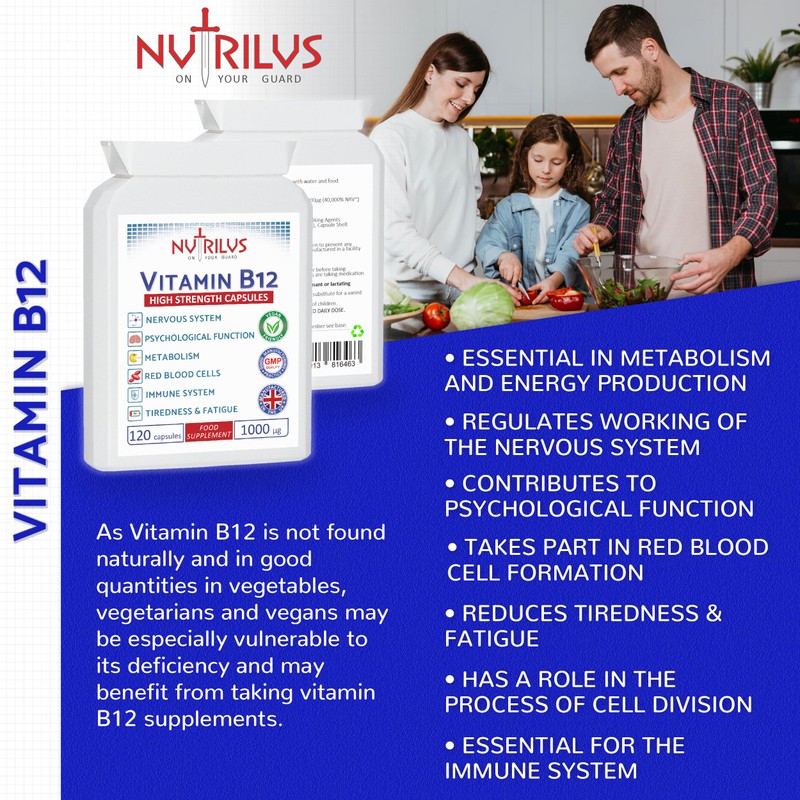 Vitamin B12 120 High Strength Capsules 1000µg - One Daily