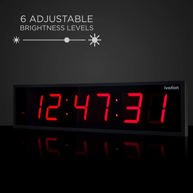 Ivation Oversized Large Digital Wall Clock - Big LED Digital