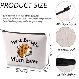 TGBJE Best Beagle Mom Ever Makeup Bag Beagle Owner Dog Lover Gift Cosmetic Zipper Pouch Travel Toiletry Bag (Beagle Bag)