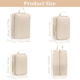 Lxoraziy Set of 4 Compression Packing Cubes, Ultra Lightweight Expandable Compression Storage Cubes, Lightweight Packing Organizers as Travel Accessories(Beige)