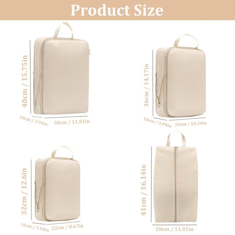Lxoraziy Set of 4 Compression Packing Cubes, Ultra Lightweight Expandable