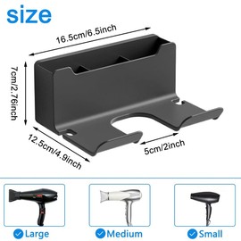 Haartrockner Halterung mit Kabelhalter, Haartrocknerhalter zur Wandmontage, Badezimmer Organizer-Aufbewahrung, Wand Ohne Bohren Föhn Halterung, für Baderzimmer Schlafzimmer Barbershop (Weiß)