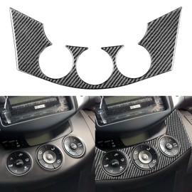 NVCNX Real Premium Carbon Fiber Compatible with Toyota RAV4 2006 2007 2008 2009 2010 2011 2012 Base Limited EV Sport Car Dashboard AC Panel Cover Wrap Interior Dash Trim Accessories Black