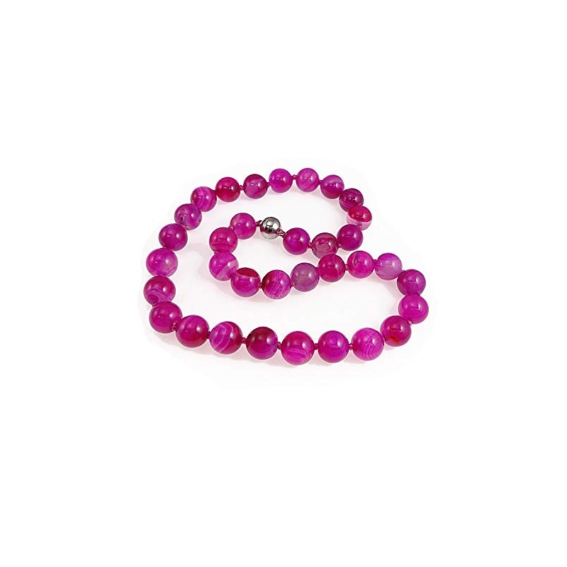 Treasurebay Stunning 14mm Gemstone Necklace Women's Necklace (14mm Pink Agate)