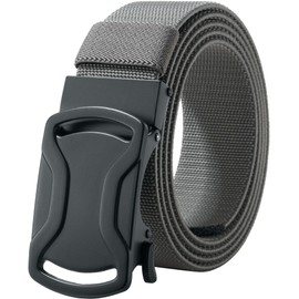 LionVII Belt, Men's, Extendable, Auto Lock, Nylon, Stretchable, No Holes, Stepless Adjustment, Alloy Automatic Buckle, Width 1.4 inches (35 mm), Length 47.2 inches (120 cm), gray