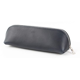 Lemma Pencil Case, Genuine Leather, Large Capacity, Pen Case, High School Students, Men's, Navy