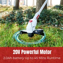 KAKEI 20V Cordless Grass Trimmer with 260mm Cutting Width & 8000RPM | 45Min Runtime, 3-5H Charge, Comes with 7 Blades, 4D Rotating Head & Flower Protector for Lawn Edging
