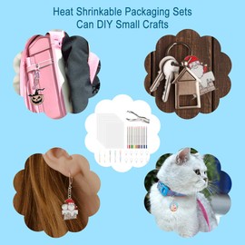 43 Piece Shrink Film Set for Children, Shrink Film Craft Set with Shrink Paper, Key Ring, Wax Crayon Hole Punch and Lanyard, Shrink Film for Crafts for Children, DIY Crafts as Gifts