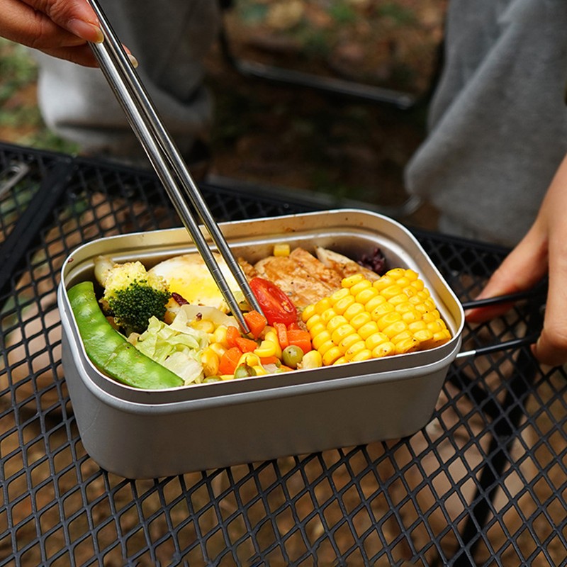 Aluminum Lunch Box Folding Handle Portable Stainless Steel Light Weight