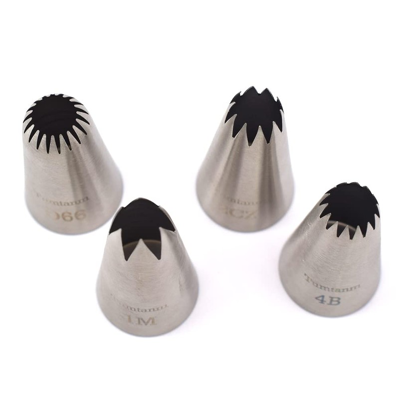 Tumtanm Large Piping Nozzles, 4Pcs #2CZ #D66#4B #1M Stainless Steel